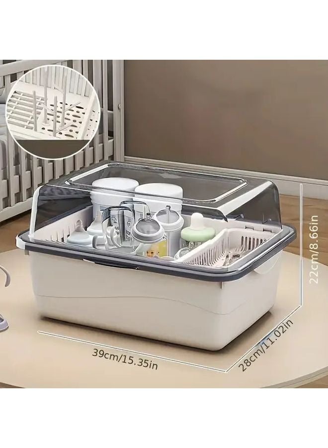 Large Capacity Transparent Tawny Bottle Storage Box With Drainage And Dust Proof Dry Rack - Image 2